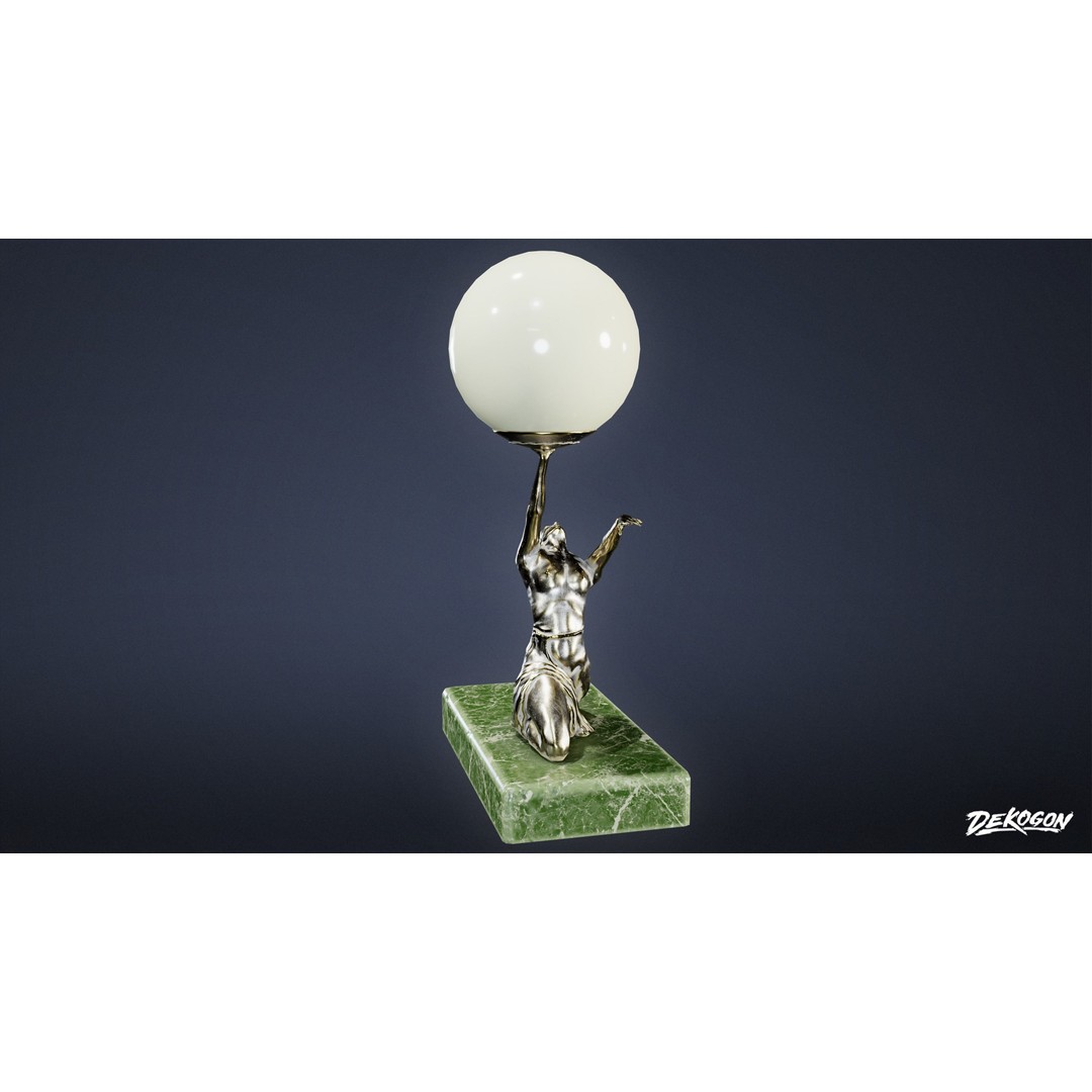 Art Deco Lamp 3D Model – Low Poly Lighting Asset, FBX - View 5