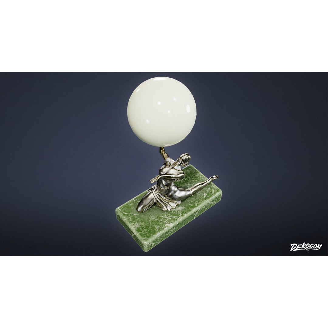 Art Deco Lamp 3D Model – Low Poly Lighting Asset, FBX - View 7