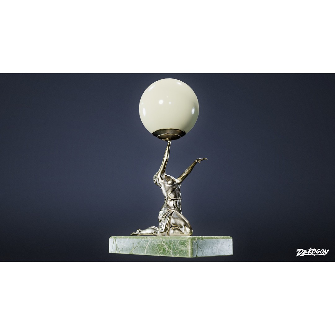 Art Deco Lamp 3D Model – Low Poly Lighting Asset, FBX - View 8