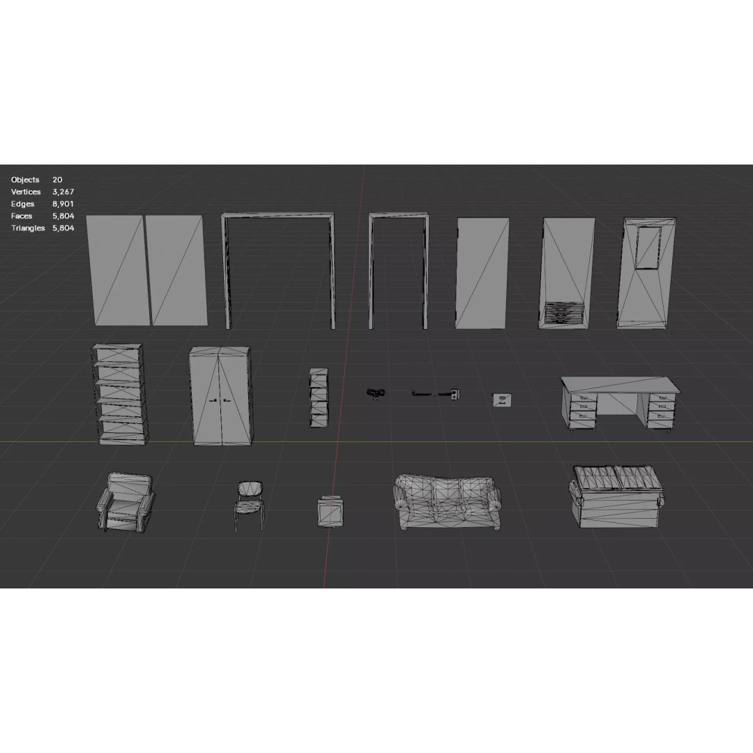 Post-Apocalyptic Broken Door 3D Model – Low Poly Barricade Pack, FBX - View 11