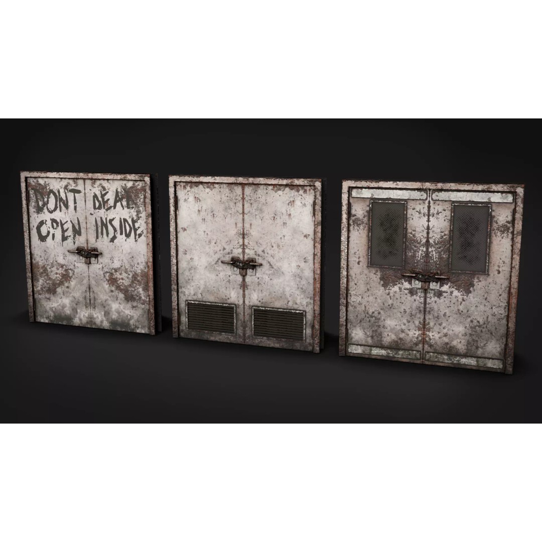 Post-Apocalyptic Broken Door 3D Model – Low Poly Barricade Pack, FBX - View 6
