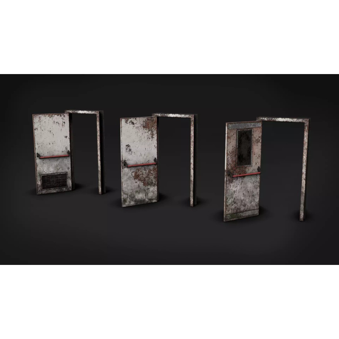 Post-Apocalyptic Broken Door 3D Model – Low Poly Barricade Pack, FBX - View 7