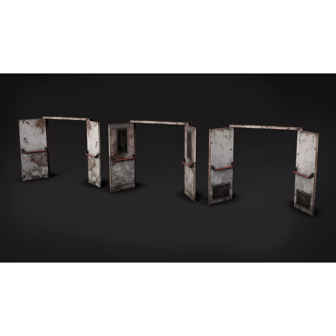 Post-Apocalyptic Broken Door 3D Model – Low Poly Barricade Pack, FBX - View 8