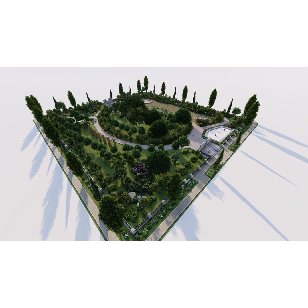 Public Park 3D Model – Private Landscape, PBR Textures, FBX - View 10