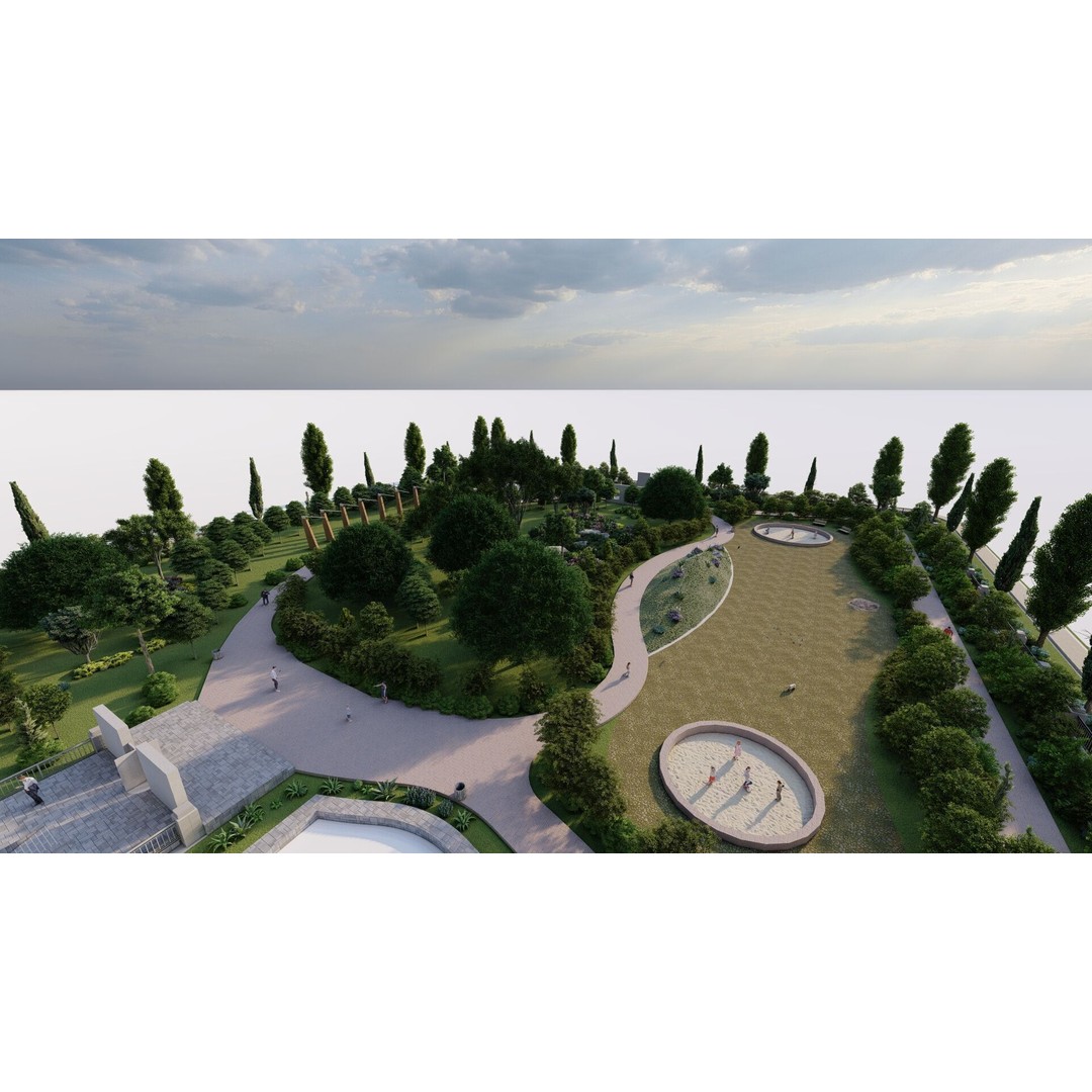Public Park 3D Model – Private Landscape, PBR Textures, FBX - View 11