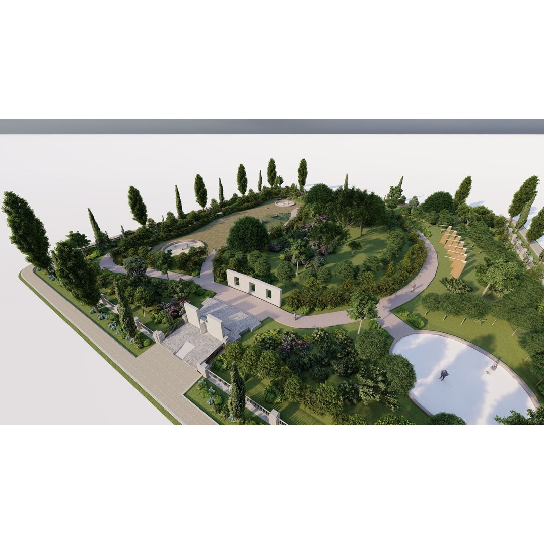 Public Park 3D Model – Private Landscape, PBR Textures, FBX - View 13