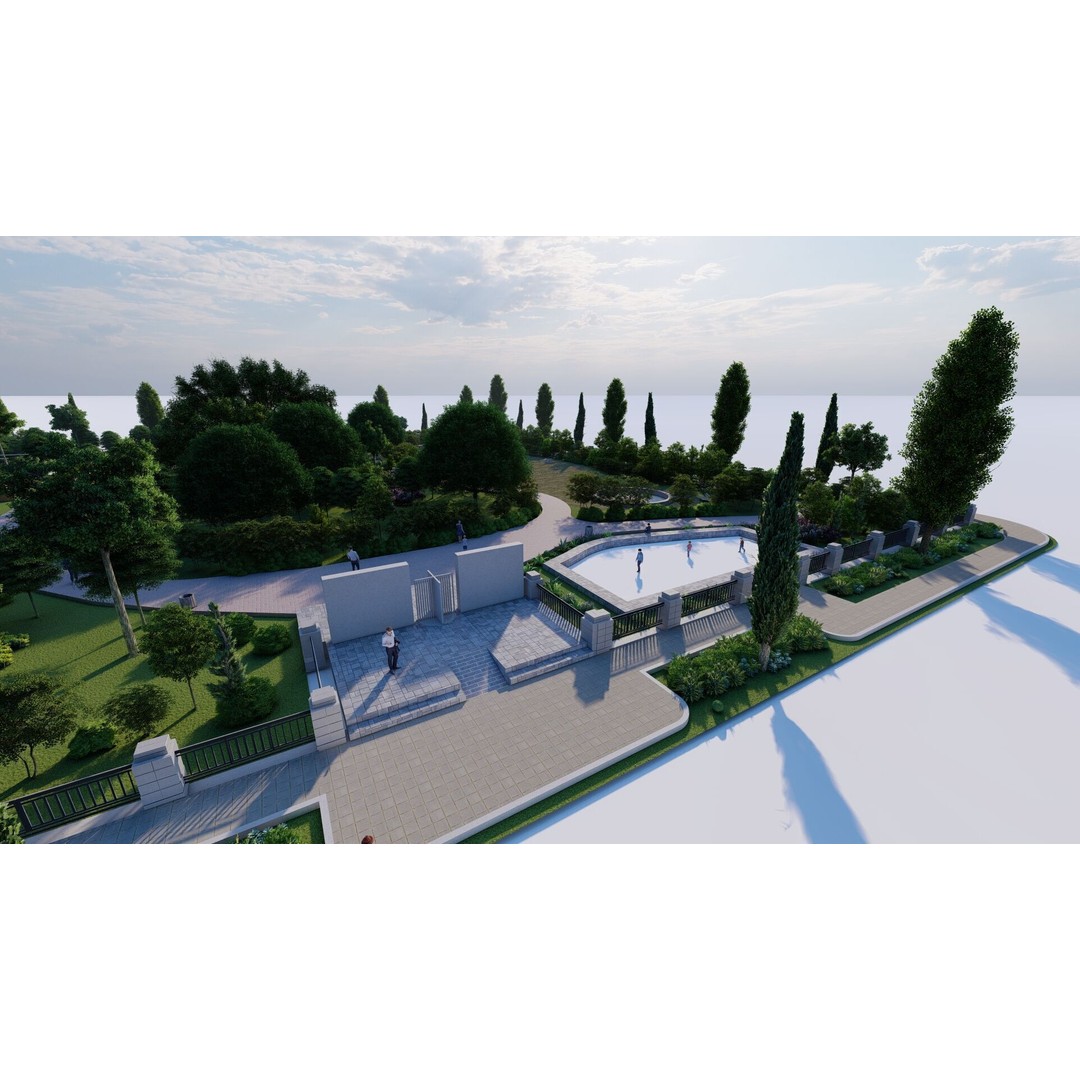 Public Park 3D Model – Private Landscape, PBR Textures, FBX - View 19