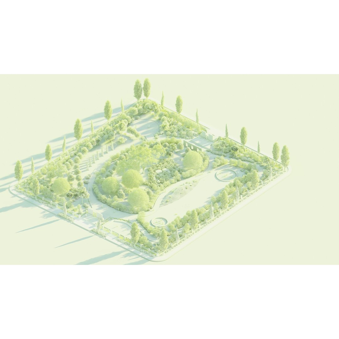 Public Park 3D Model – Private Landscape, PBR Textures, FBX - View 24