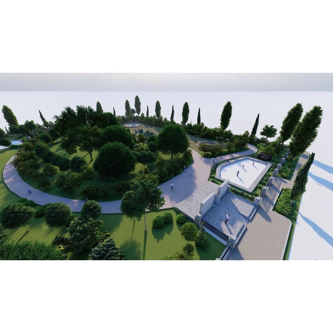 Public Park 3D Model – Private Landscape, PBR Textures, FBX - View 5