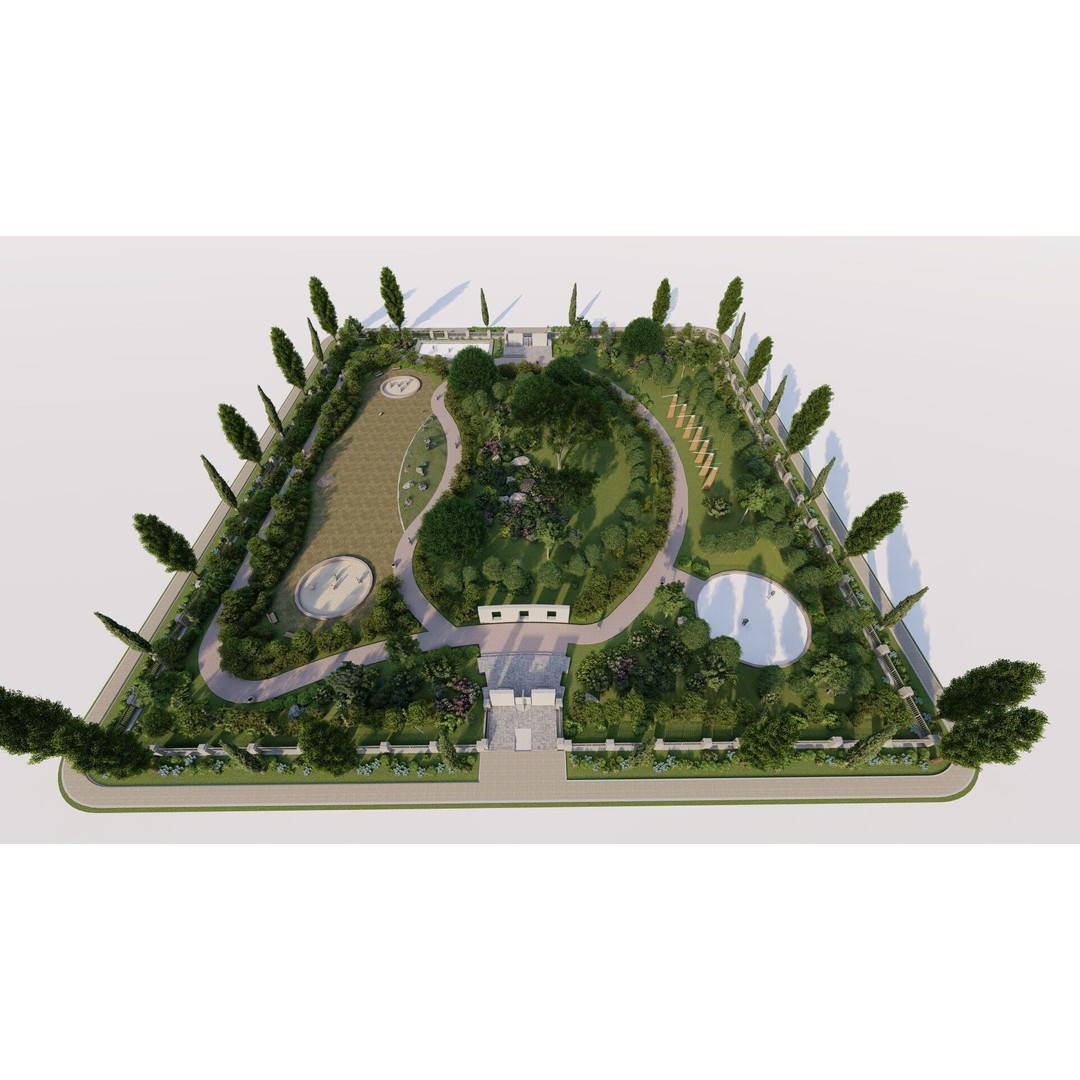 Public Park 3D Model – Private Landscape, PBR Textures, FBX - View 7