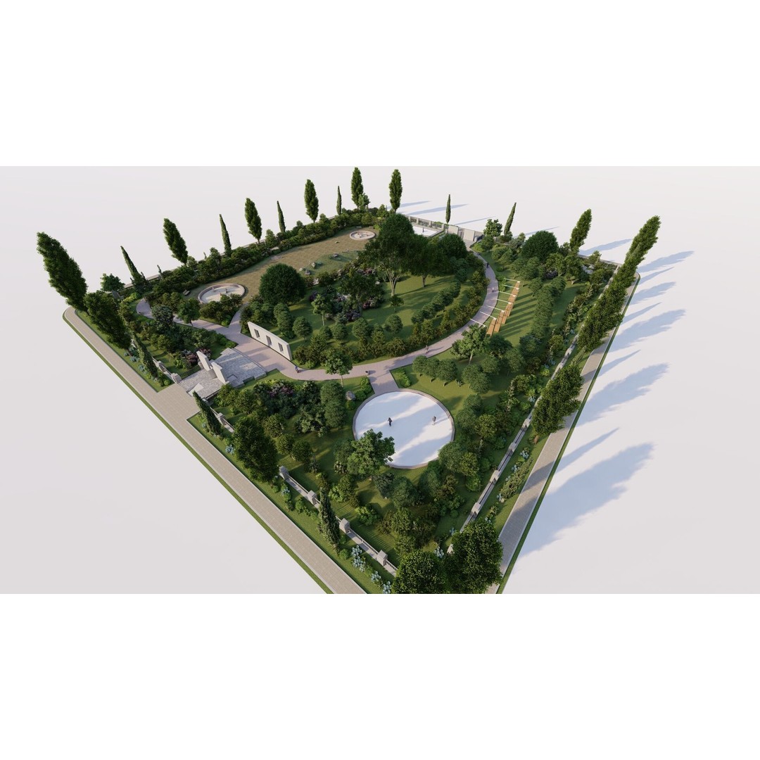 Public Park 3D Model – Private Landscape, PBR Textures, FBX - View 8