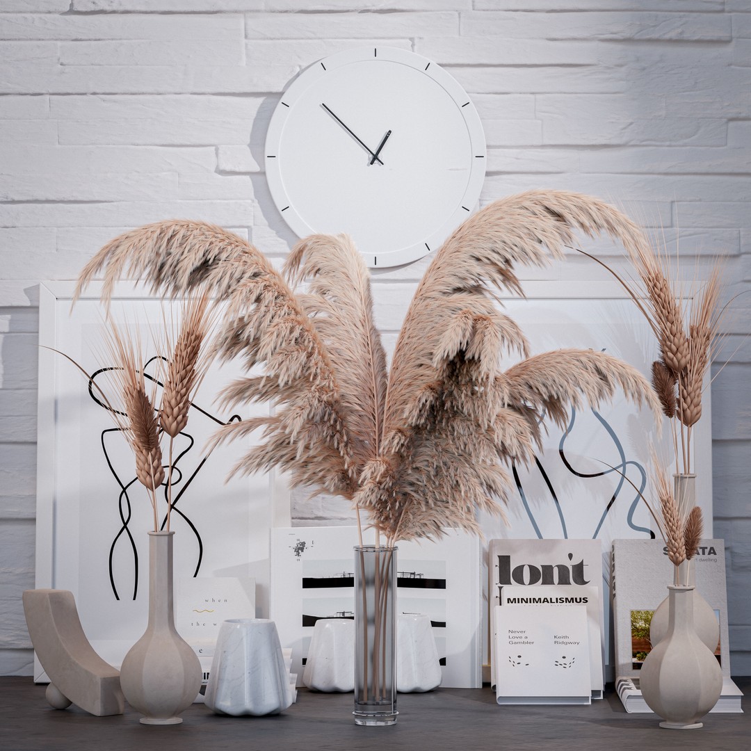 Decorative Set 3D Model – ArchViz Props with PBR Textures, Blender - View 3