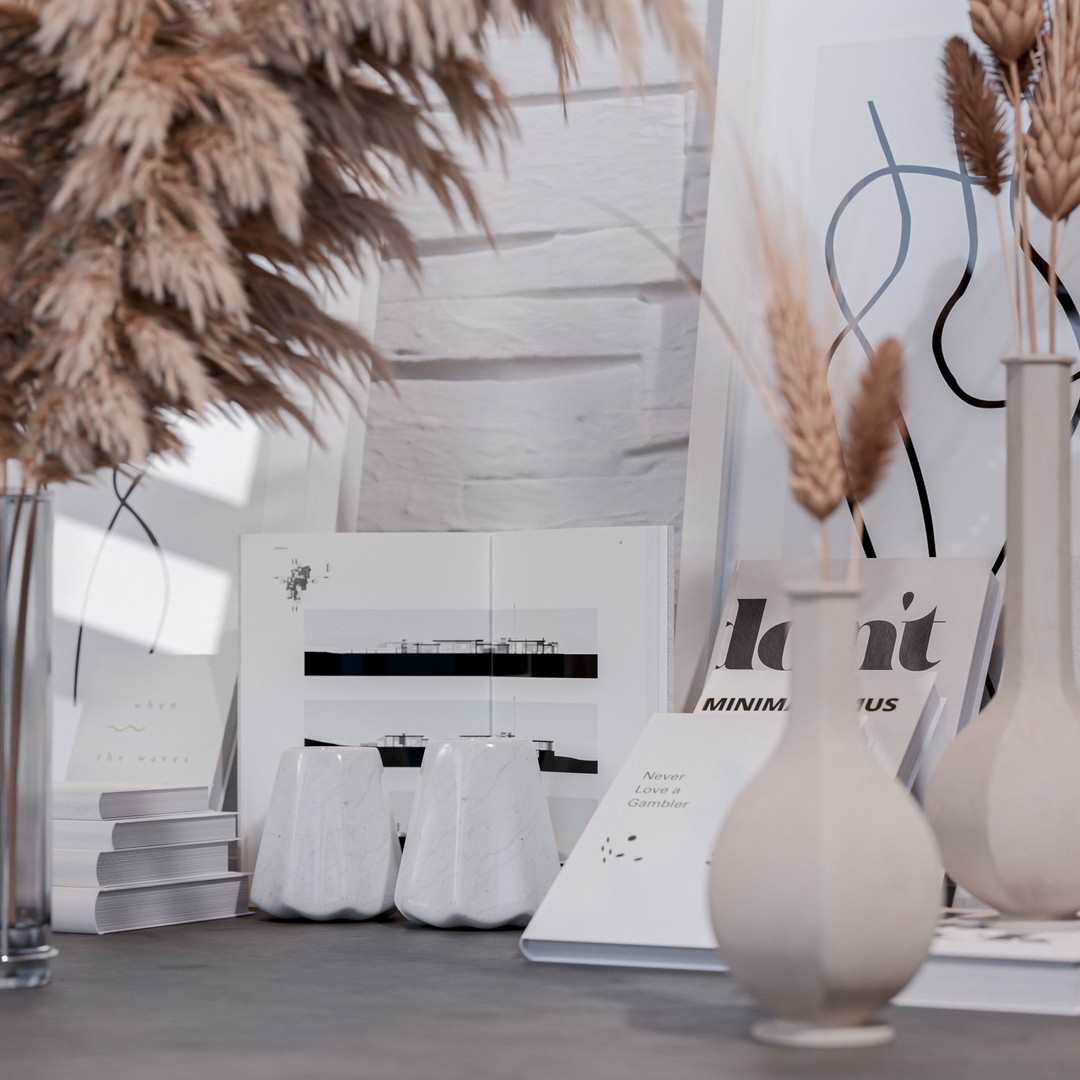 Decorative Set 3D Model – ArchViz Props with PBR Textures, Blender - View 5