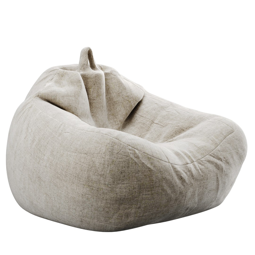 Bean Bag 3D Model – Low Poly Furniture Asset, OBJ, Game Ready - View 22