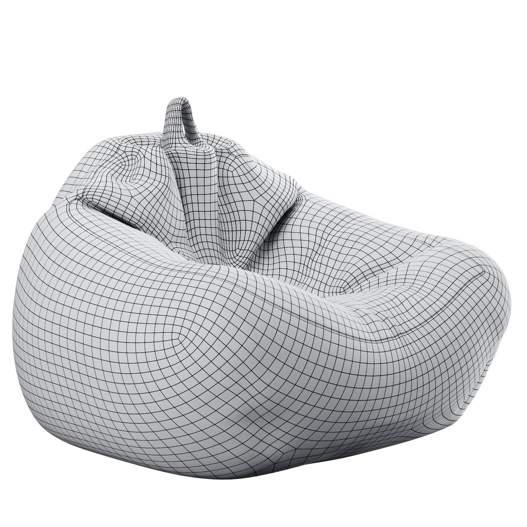 Bean Bag 3D Model – Low Poly Furniture Asset, OBJ, Game Ready - View 42