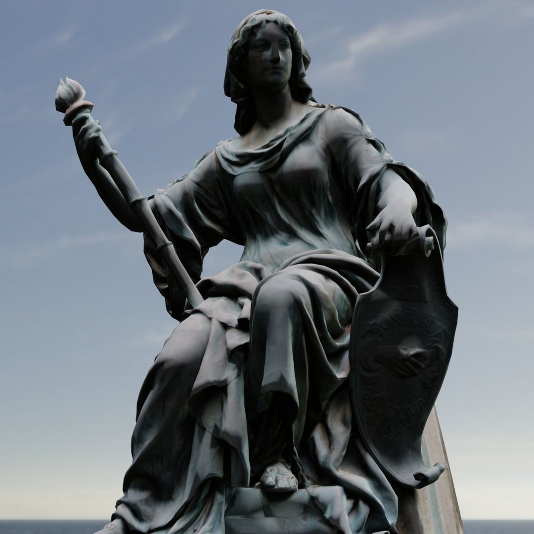 Tolerance Statue 3D Model – Low Poly Sculpture, FBX, PBR Textures - View 15