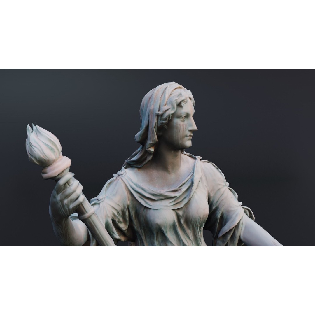 Tolerance Statue 3D Model – Low Poly Sculpture, FBX, PBR Textures - View 4