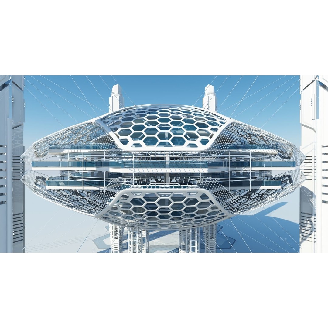 Futuristic Architectural Structure 3D Model – High Poly PBR Asset, FBX