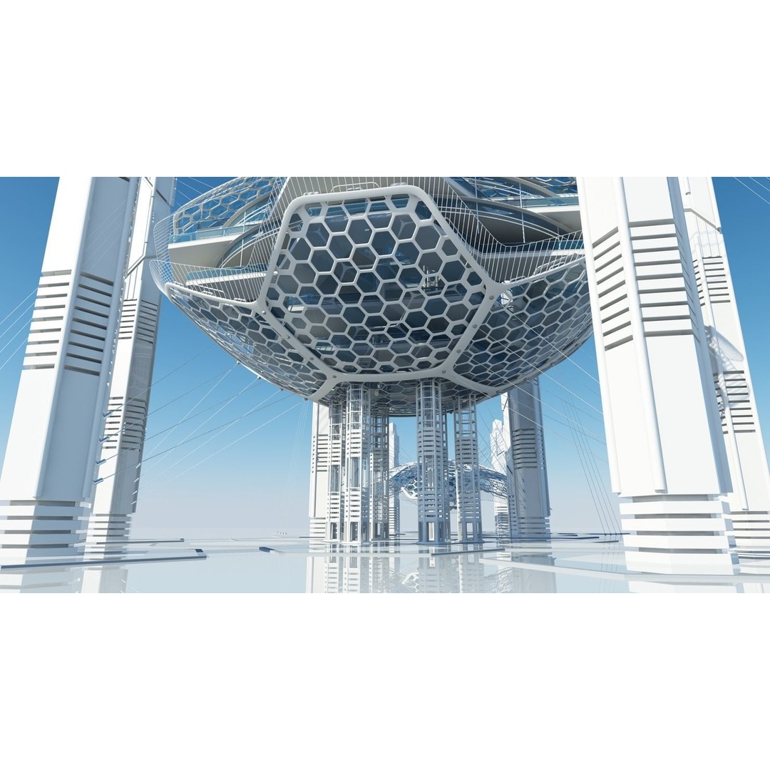 Futuristic Architectural Structure 3D Model – High Poly PBR Asset, FBX - View 10