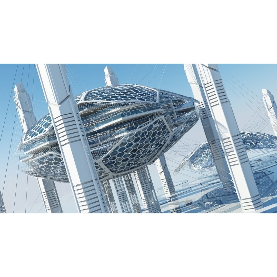 Futuristic Architectural Structure 3D Model – High Poly PBR Asset, FBX - View 11