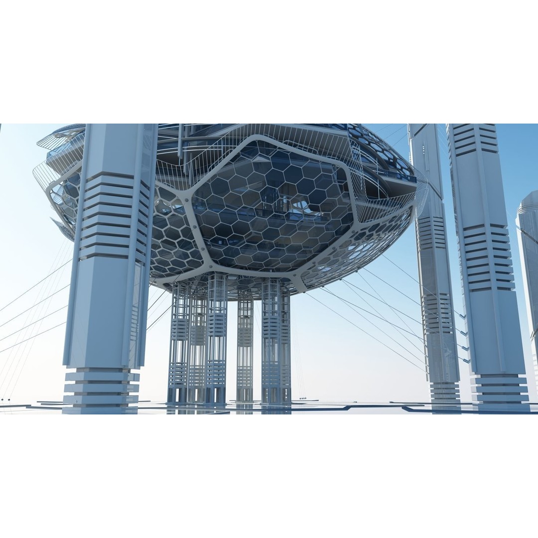 Futuristic Architectural Structure 3D Model – High Poly PBR Asset, FBX - View 12