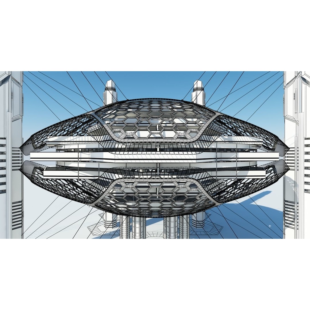 Futuristic Architectural Structure 3D Model – High Poly PBR Asset, FBX - View 13