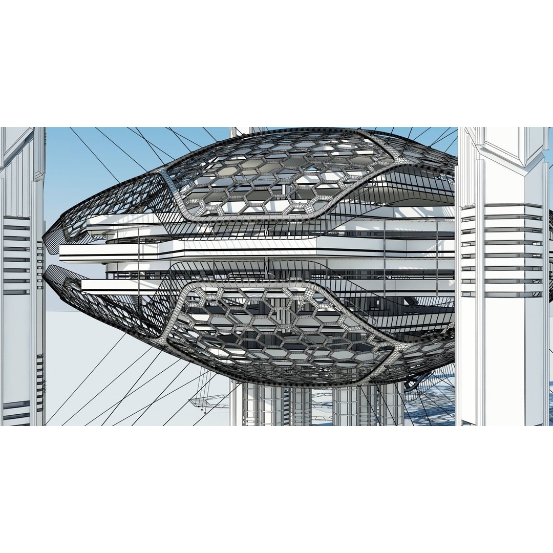 Futuristic Architectural Structure 3D Model – High Poly PBR Asset, FBX - View 14