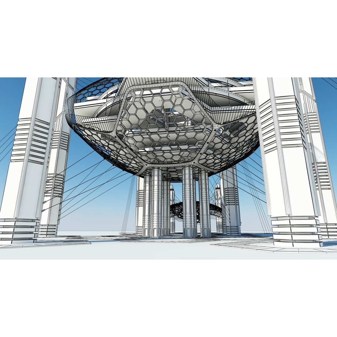 Futuristic Architectural Structure 3D Model – High Poly PBR Asset, FBX - View 15