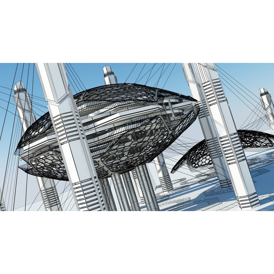 Futuristic Architectural Structure 3D Model – High Poly PBR Asset, FBX - View 16