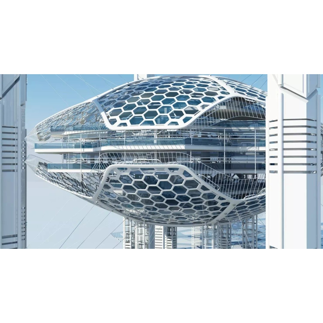 Futuristic Architectural Structure 3D Model – High Poly PBR Asset, FBX - View 2