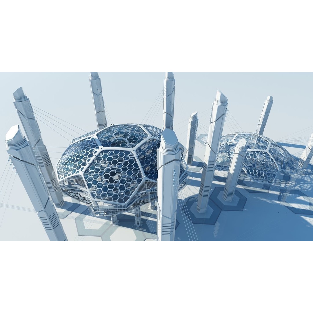 Futuristic Architectural Structure 3D Model – High Poly PBR Asset, FBX - View 4