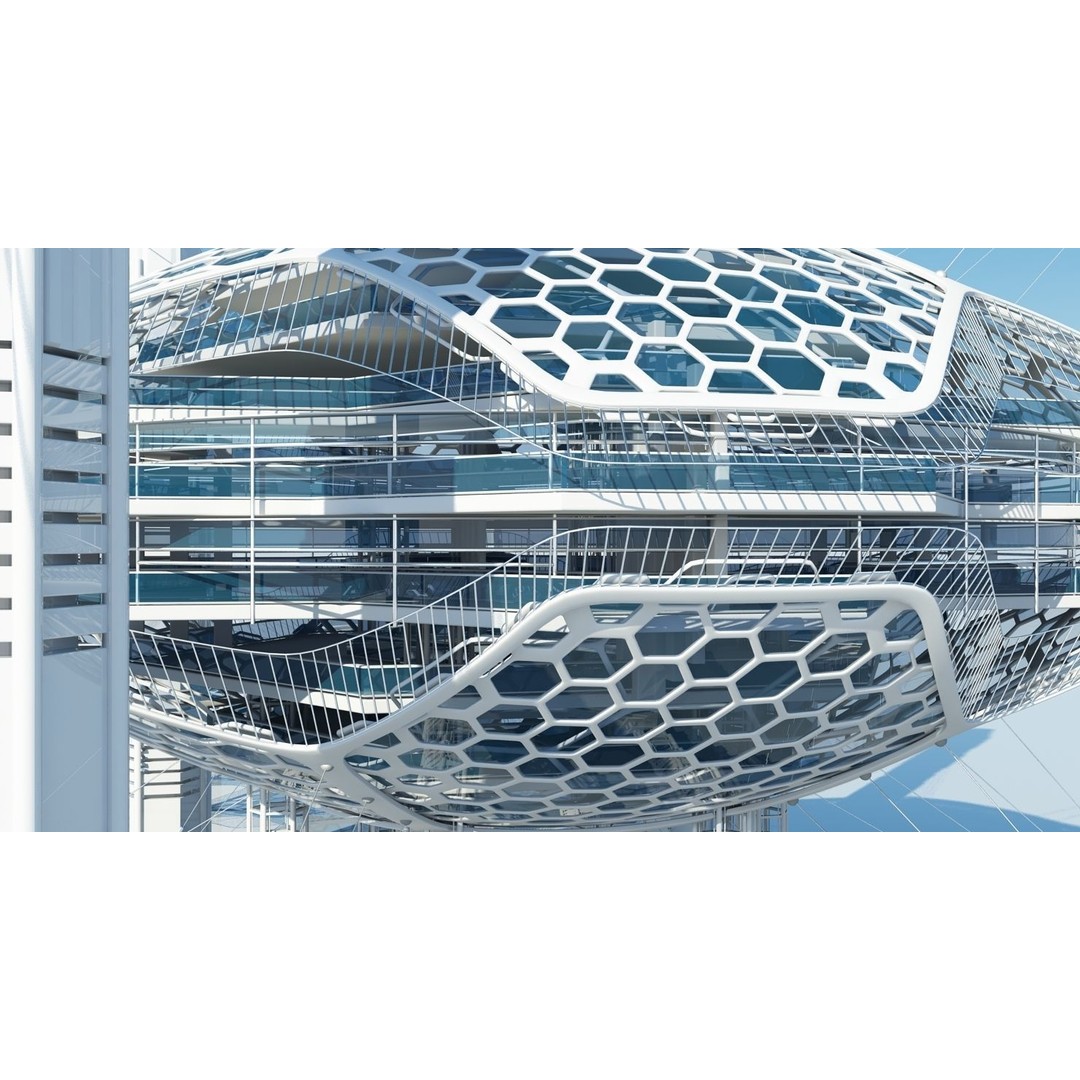 Futuristic Architectural Structure 3D Model – High Poly PBR Asset, FBX - View 6