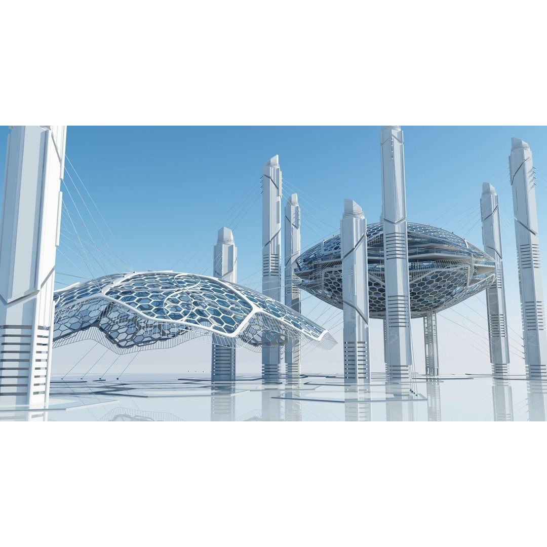Futuristic Architectural Structure 3D Model – High Poly PBR Asset, FBX - View 7