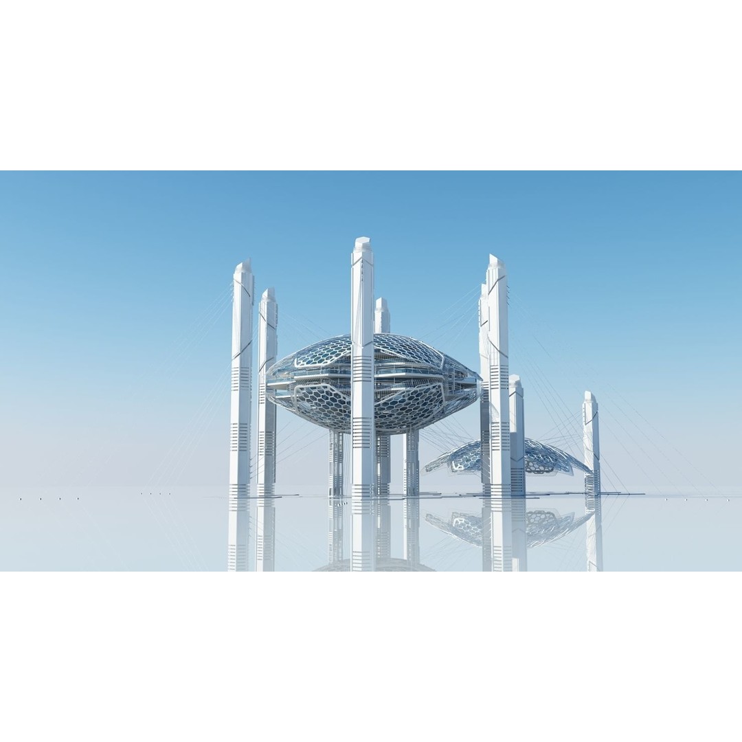 Futuristic Architectural Structure 3D Model – High Poly PBR Asset, FBX - View 8