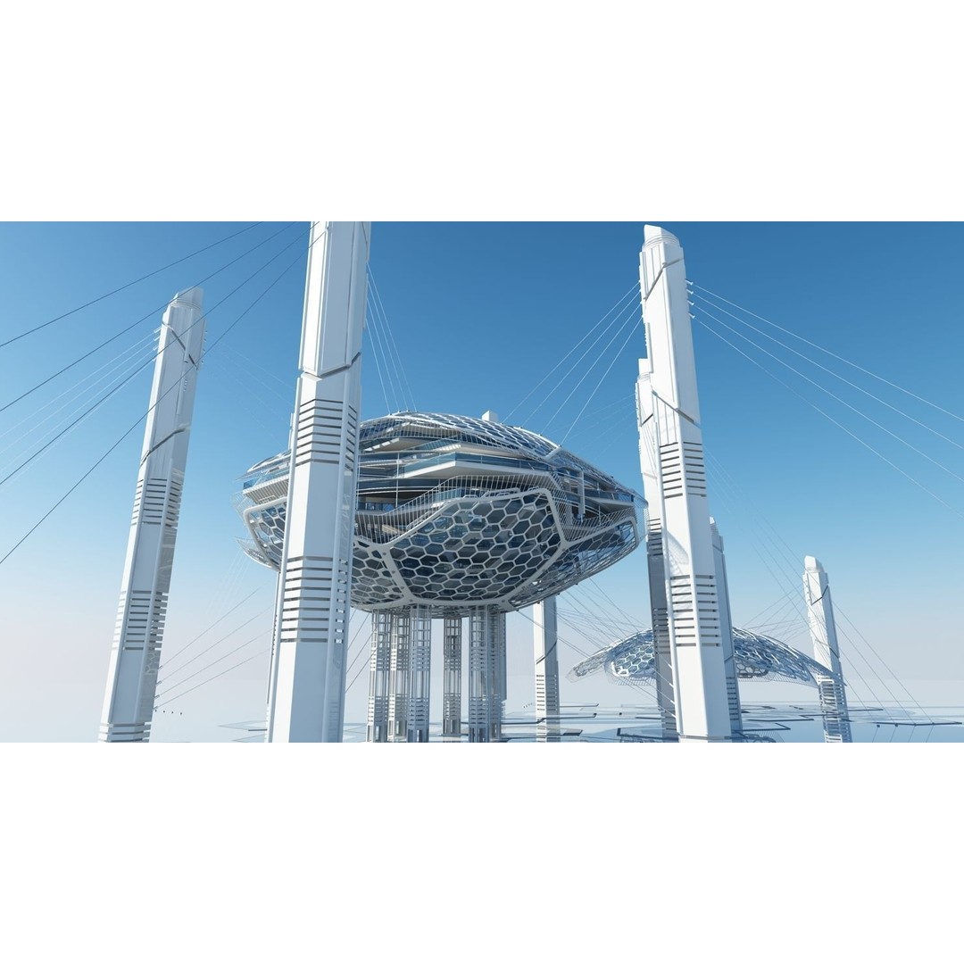 Futuristic Architectural Structure 3D Model – High Poly PBR Asset, FBX - View 9