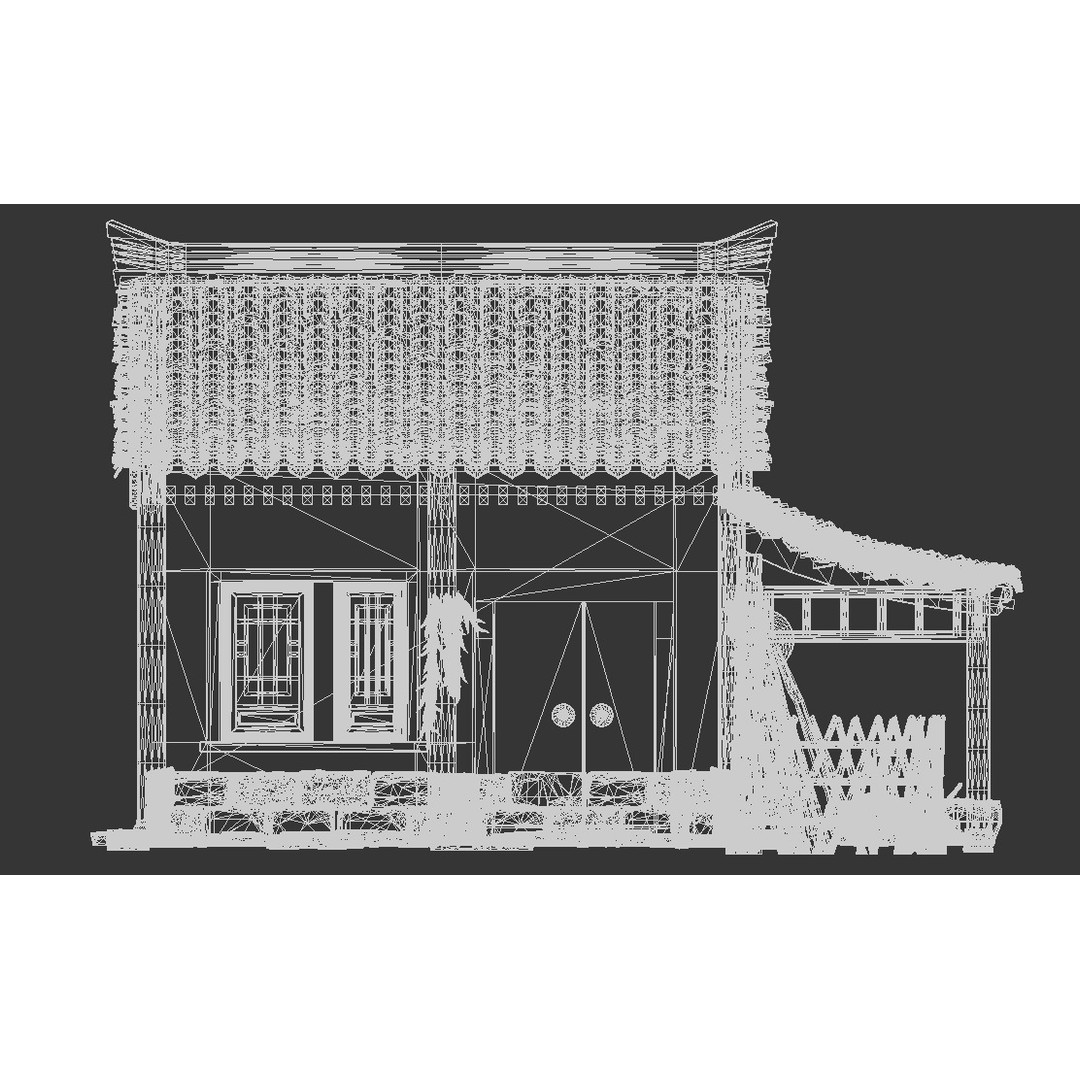 Old House 3D Model – Traditional Wooden Bungalow, FBX