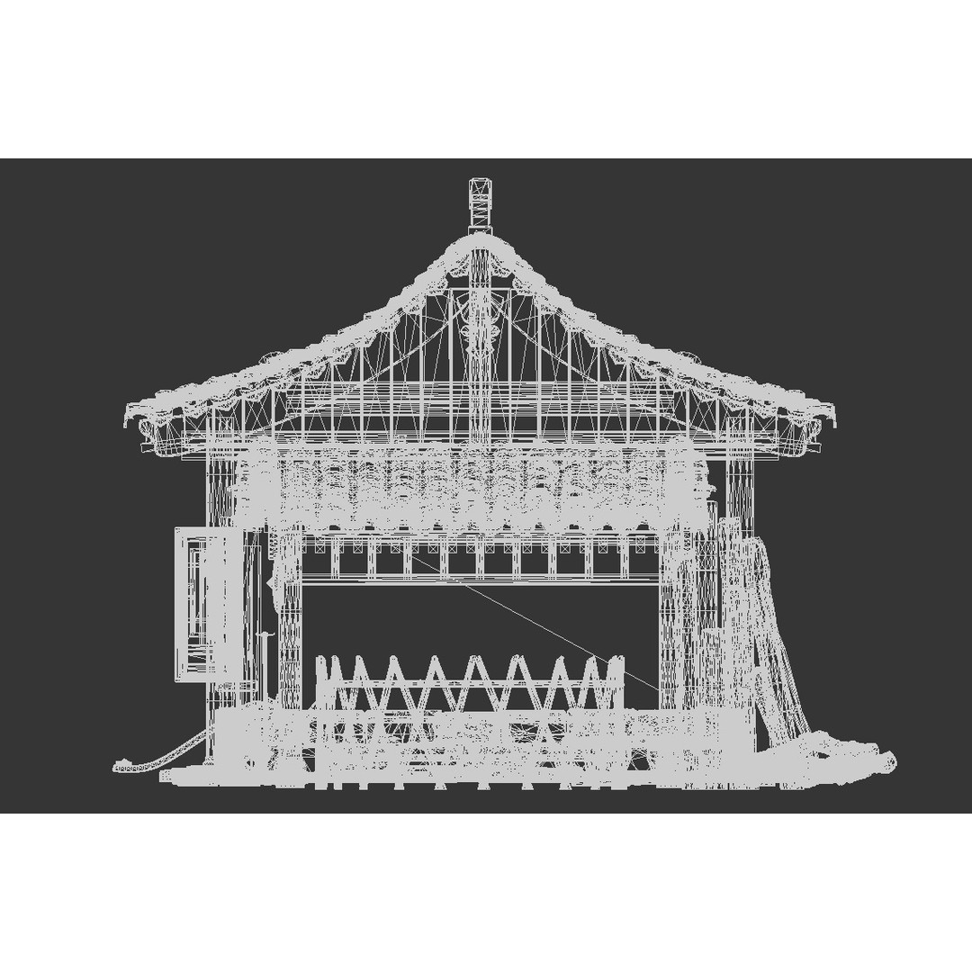 Old House 3D Model – Traditional Wooden Bungalow, FBX - View 13