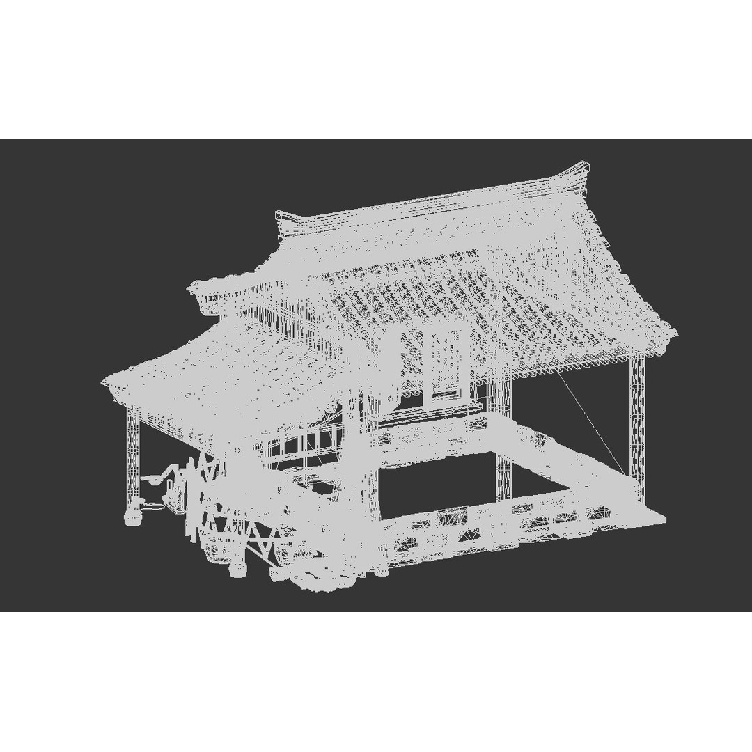 Old House 3D Model – Traditional Wooden Bungalow, FBX - View 7