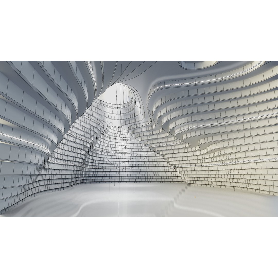 Abstract Concept Hall 3D Model – High Poly Interior Asset, Blender, FBX