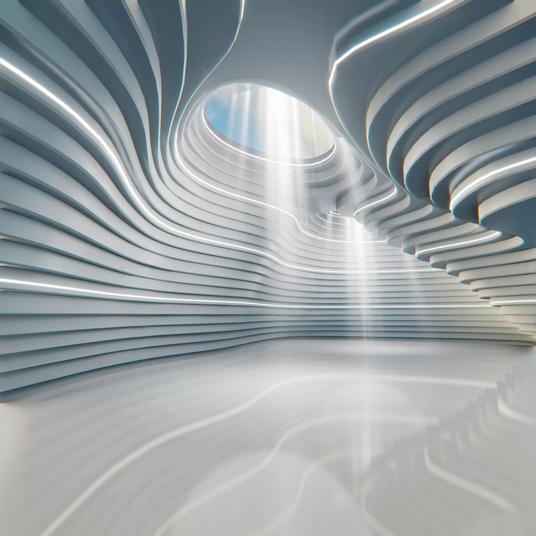 Abstract Concept Hall 3D Model – High Poly Interior Asset, Blender, FBX - View 2