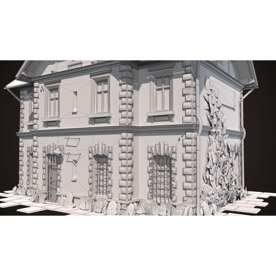 Abandoned Railroad Station House 3D Model – Low Poly PBR Game Asset, FBX - View 14