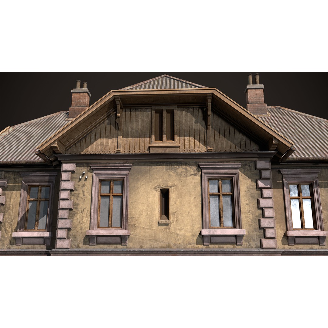 Abandoned Railroad Station House 3D Model – Low Poly PBR Game Asset, FBX - View 7