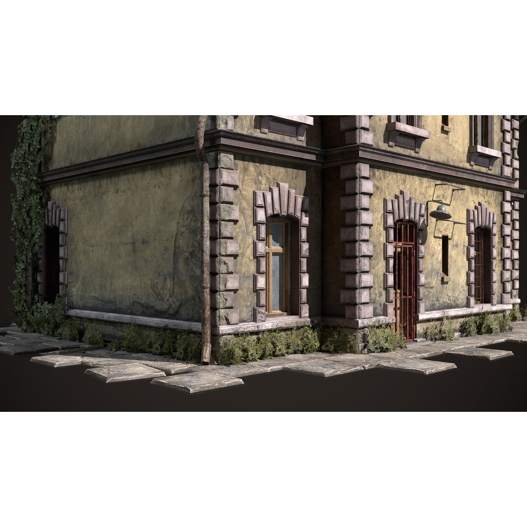 Abandoned Railroad Station House 3D Model – Low Poly PBR Game Asset, FBX - View 9