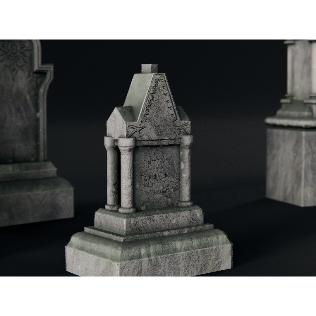 Gothic Gravestones 3D Model – Low Poly PBR Asset, FBX