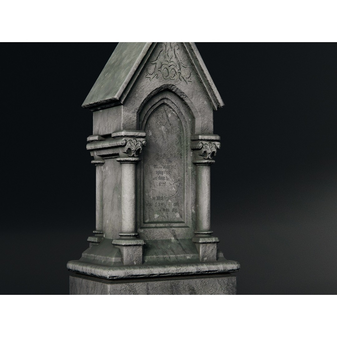 Gothic Gravestones 3D Model – Low Poly PBR Asset, FBX - View 3