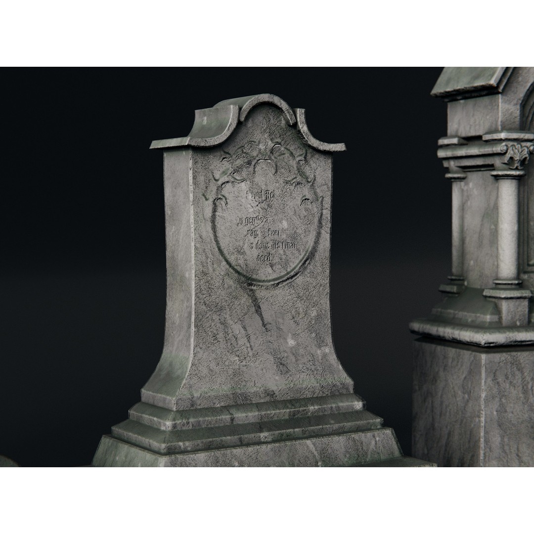 Gothic Gravestones 3D Model – Low Poly PBR Asset, FBX - View 5