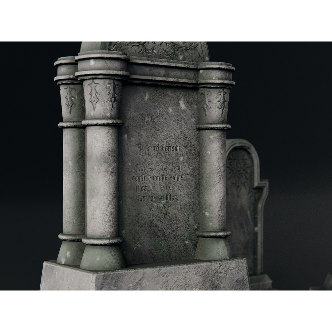 Gothic Gravestones 3D Model – Low Poly PBR Asset, FBX - View 8