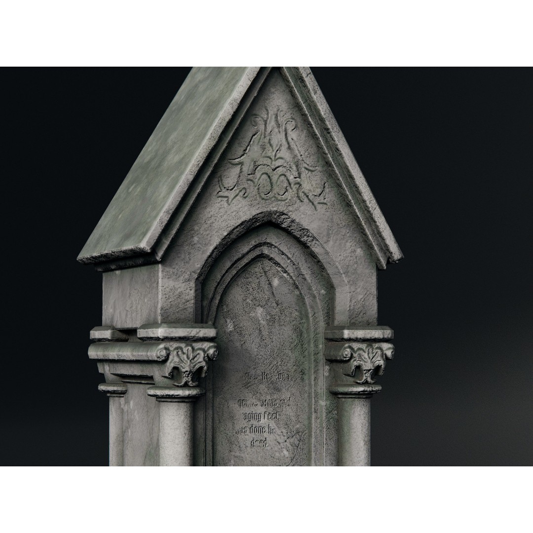 Gothic Gravestones 3D Model – Low Poly PBR Asset, FBX - View 9