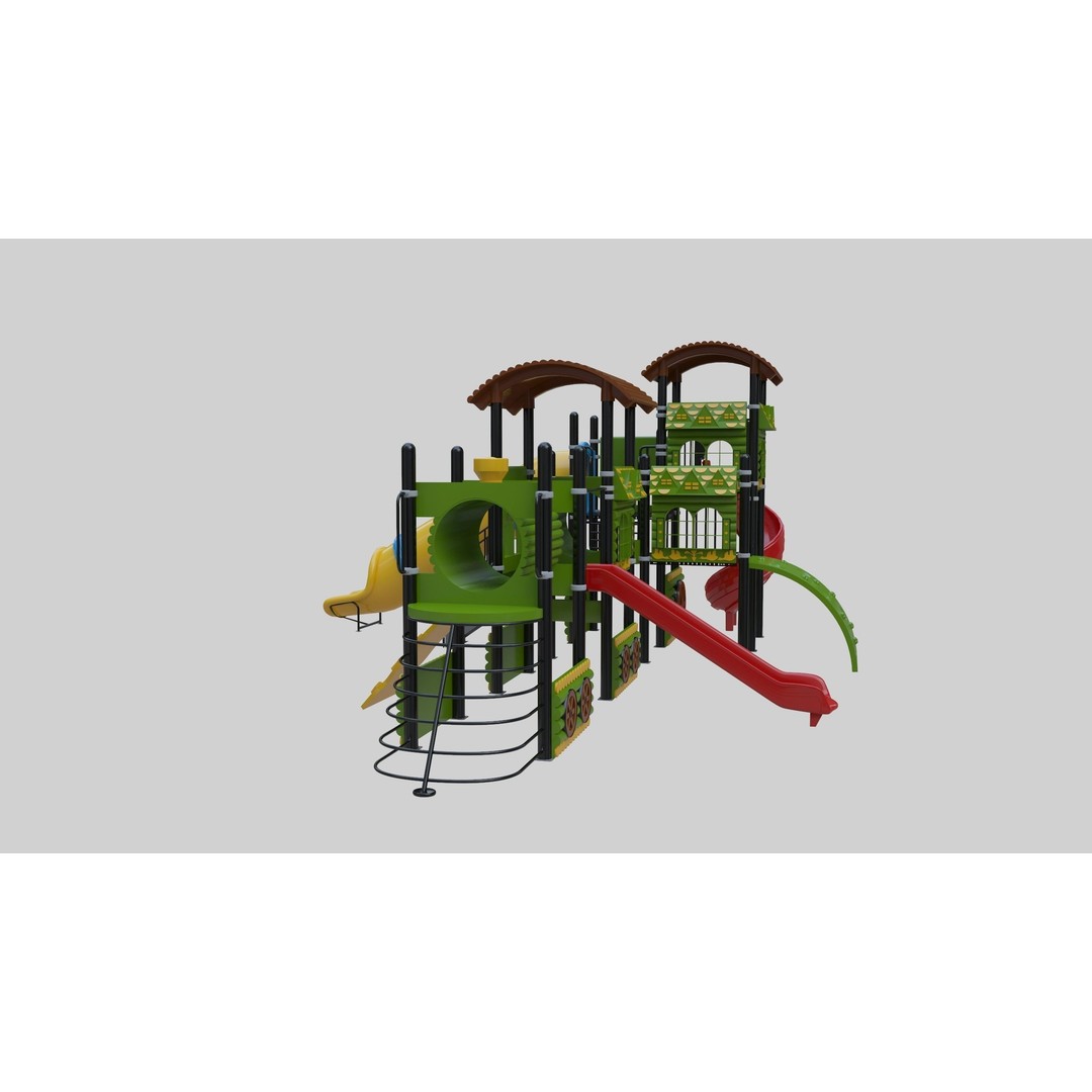 Train Style Playground 3D Model – Low Poly Architectural Asset, FBX, OBJ - View 19