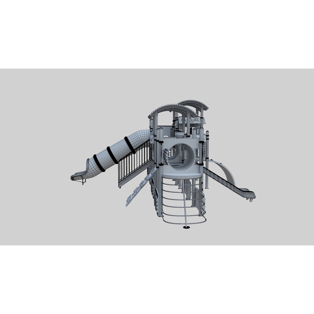 Train Style Playground 3D Model – Low Poly Architectural Asset, FBX, OBJ - View 44